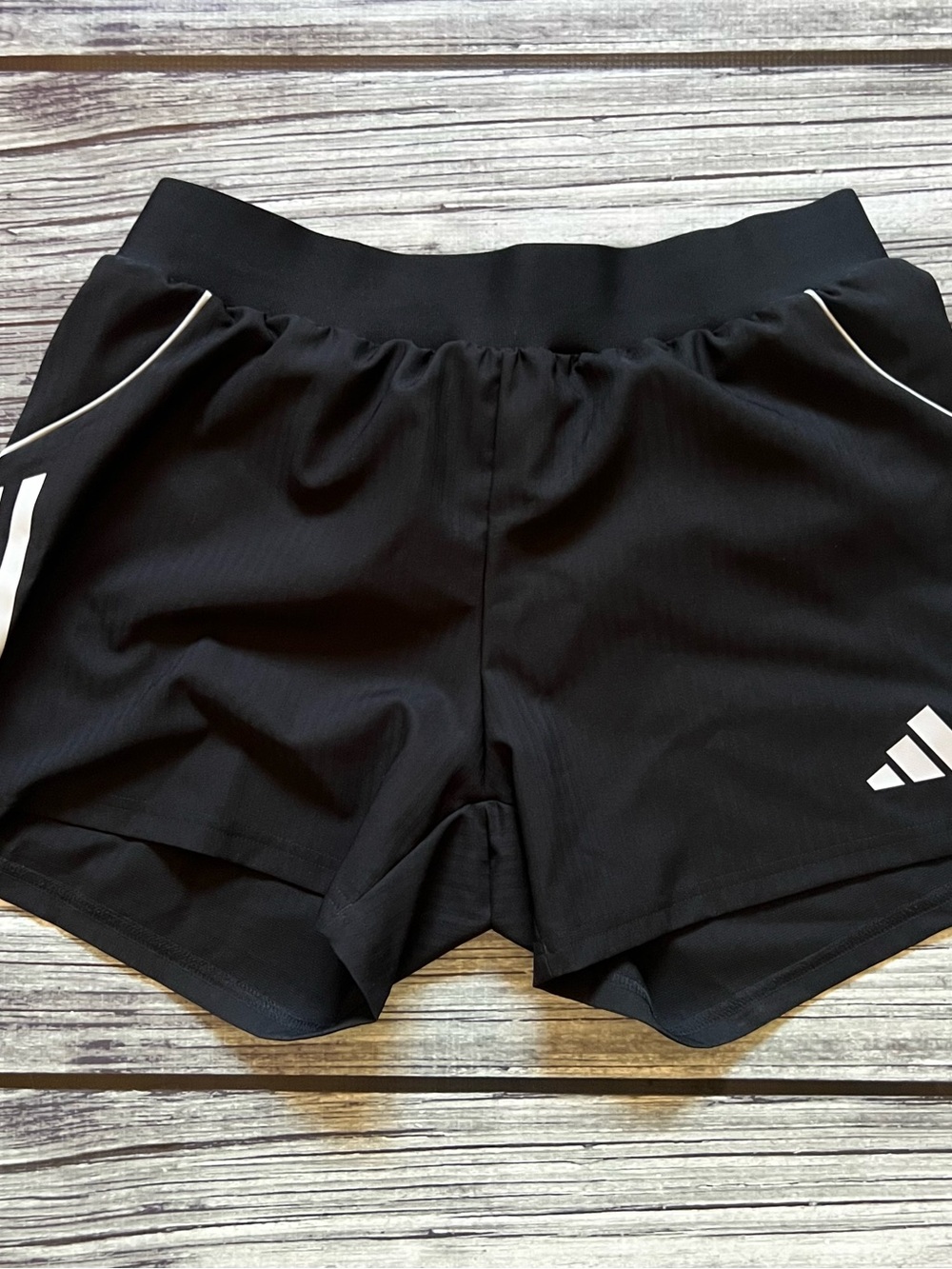 adidas Black Athletic Shorts with White Trim